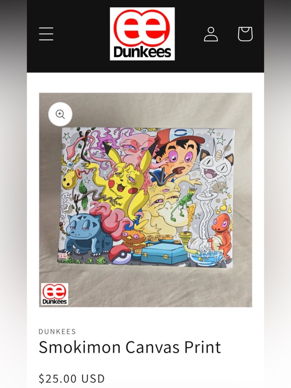 Dunkees Smokimon Canvas Print - Colorful Pokémon Art